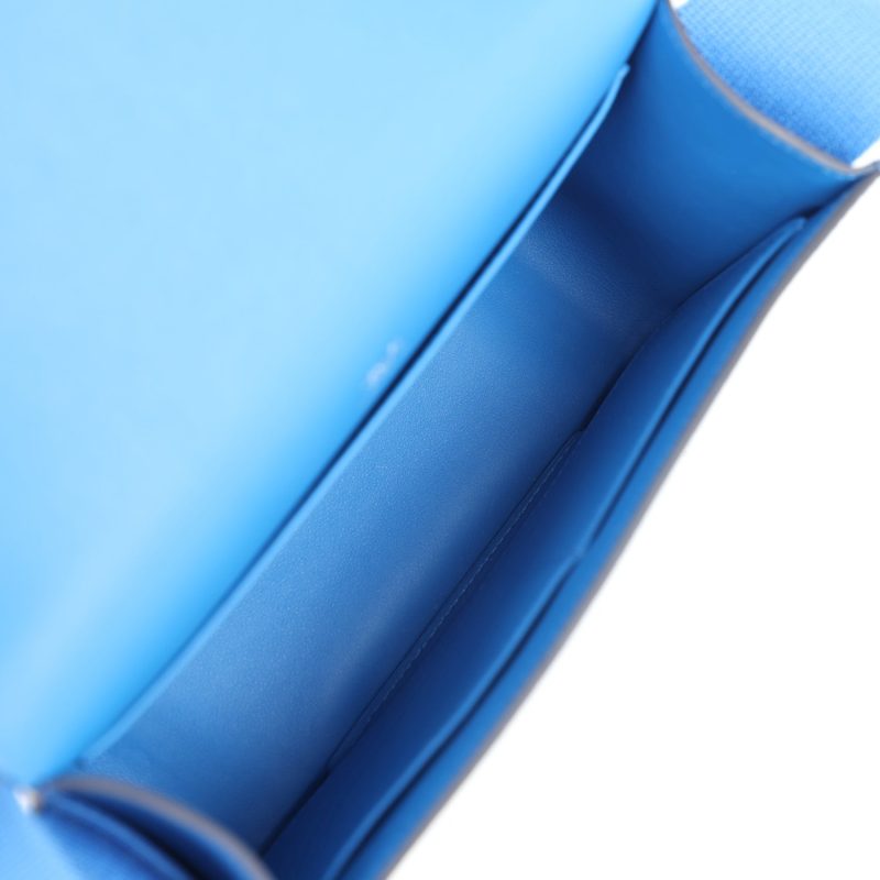 Hermes Geta Bag Bleu France Chevre Palladium Hardware - Image 7