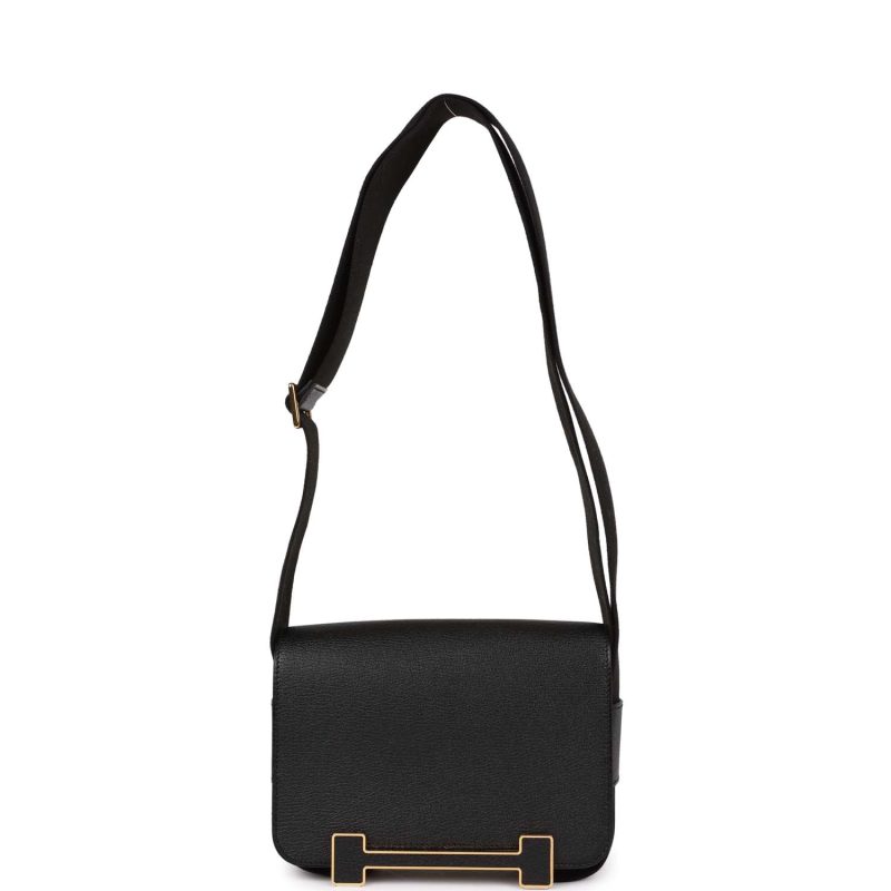 Hermes Geta Black Chevre Gold Hardware - Image 5