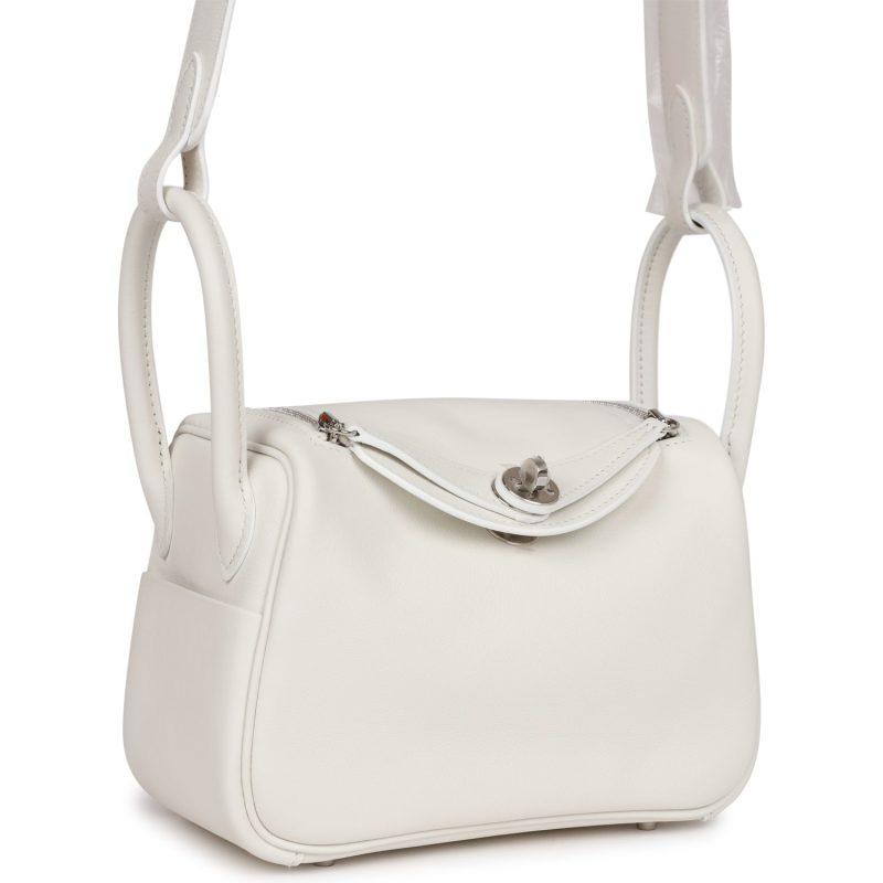 Hermes Mini Lindy White Swift Palladium Hardware - Image 2