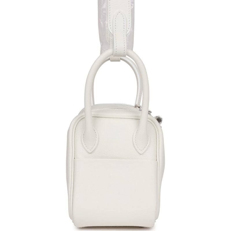 Hermes Mini Lindy White Swift Palladium Hardware - Image 3