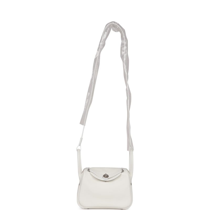 Hermes Mini Lindy White Swift Palladium Hardware - Image 6