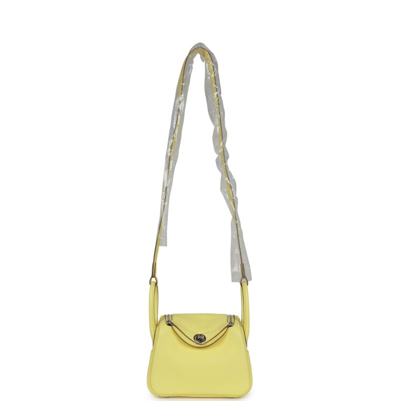 Hermes Mini Lindy Limoncello Clemence Palladium Hardware - Image 5
