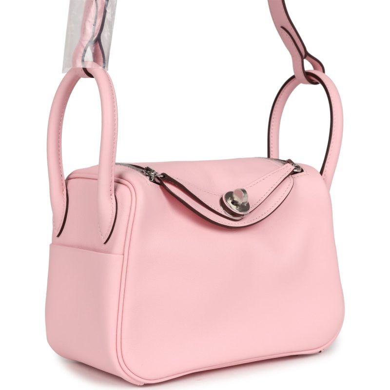 Hermes Mini Lindy Rose Sakura Swift Palladium Hardware - Image 2