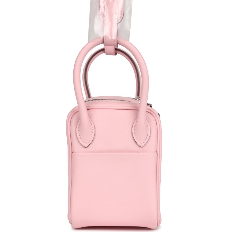 Hermes Mini Lindy Rose Sakura Swift Palladium Hardware - Image 3