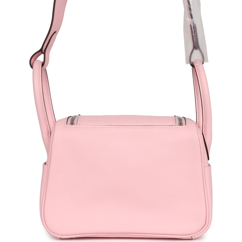 Hermes Mini Lindy Rose Sakura Swift Palladium Hardware - Image 4