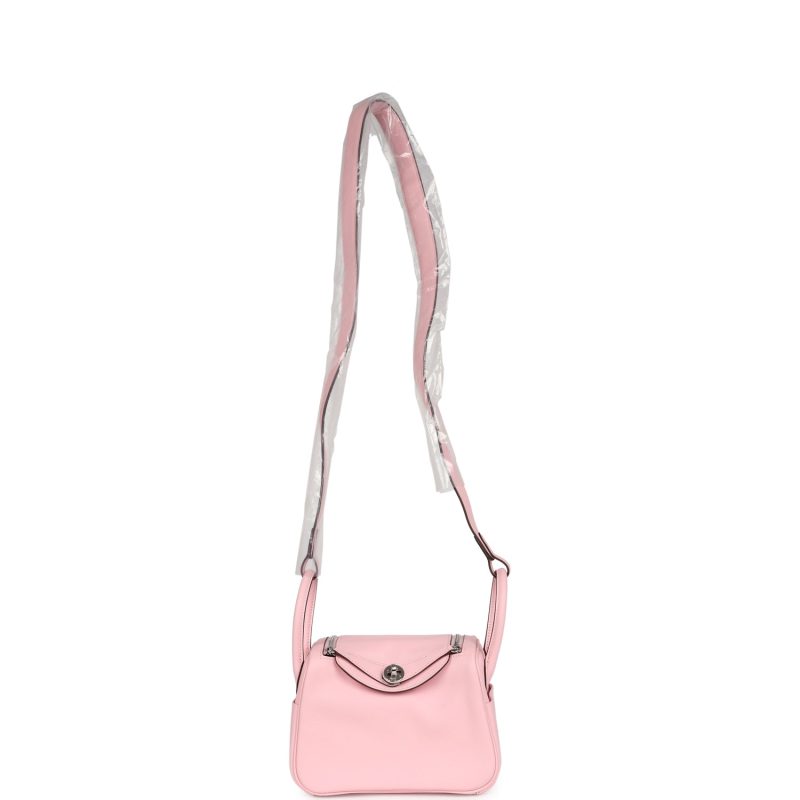 Hermes Mini Lindy Rose Sakura Swift Palladium Hardware - Image 5