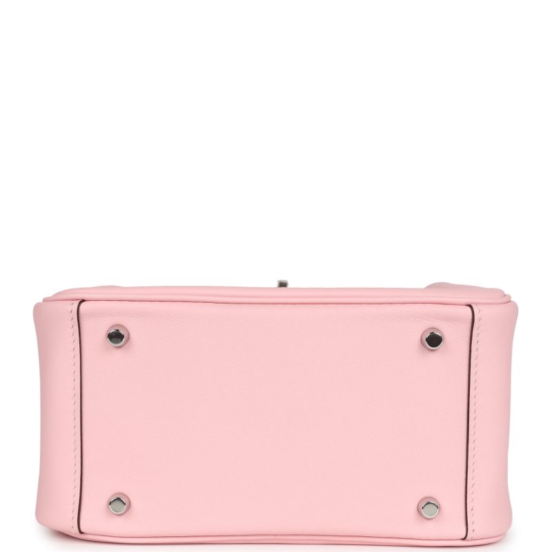 Hermes Mini Lindy Rose Sakura Swift Palladium Hardware - Image 6