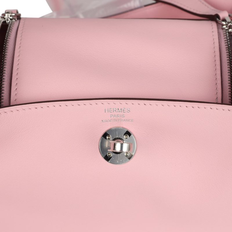 Hermes Mini Lindy Rose Sakura Swift Palladium Hardware - Image 7