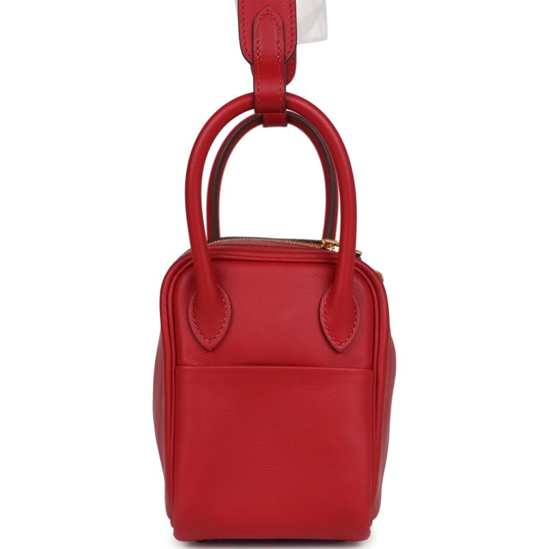 Hermes Mini Lindy Rouge Casaque Swift Gold Hardware - Image 3