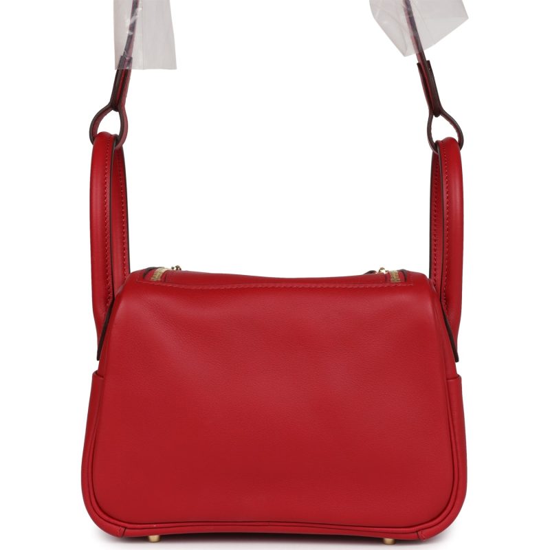Hermes Mini Lindy Rouge Casaque Swift Gold Hardware - Image 4