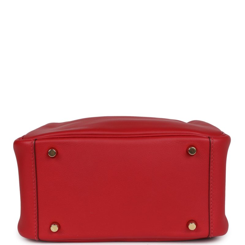 Hermes Mini Lindy Rouge Casaque Swift Gold Hardware - Image 6