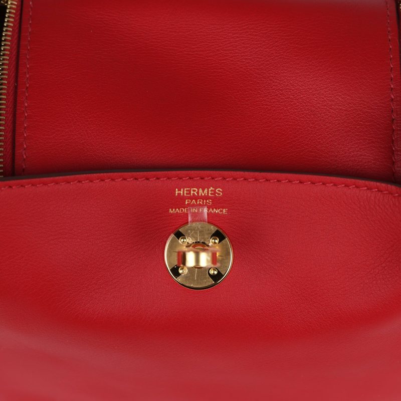 Hermes Mini Lindy Rouge Casaque Swift Gold Hardware - Image 7