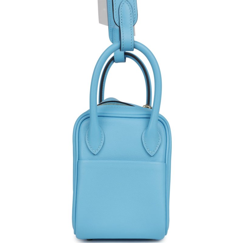 Hermes Mini Lindy Celeste Swift Gold Hardware - Image 3