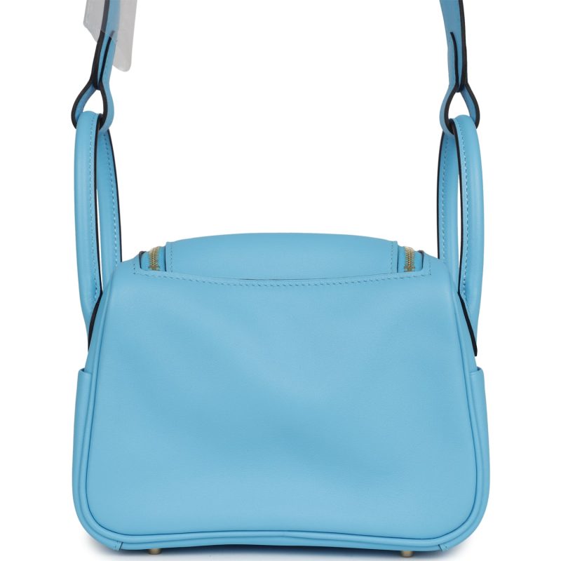 Hermes Mini Lindy Celeste Swift Gold Hardware - Image 4