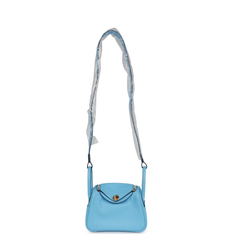 Hermes Mini Lindy Celeste Swift Gold Hardware - Image 5