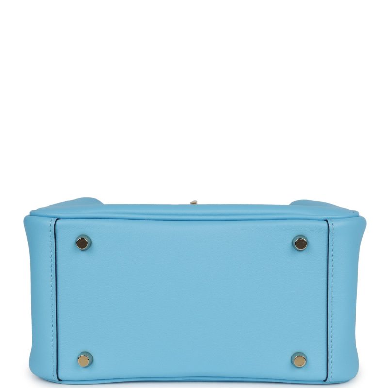 Hermes Mini Lindy Celeste Swift Gold Hardware - Image 6