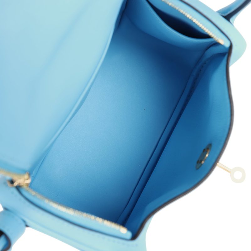 Hermes Mini Lindy Celeste Swift Gold Hardware - Image 8