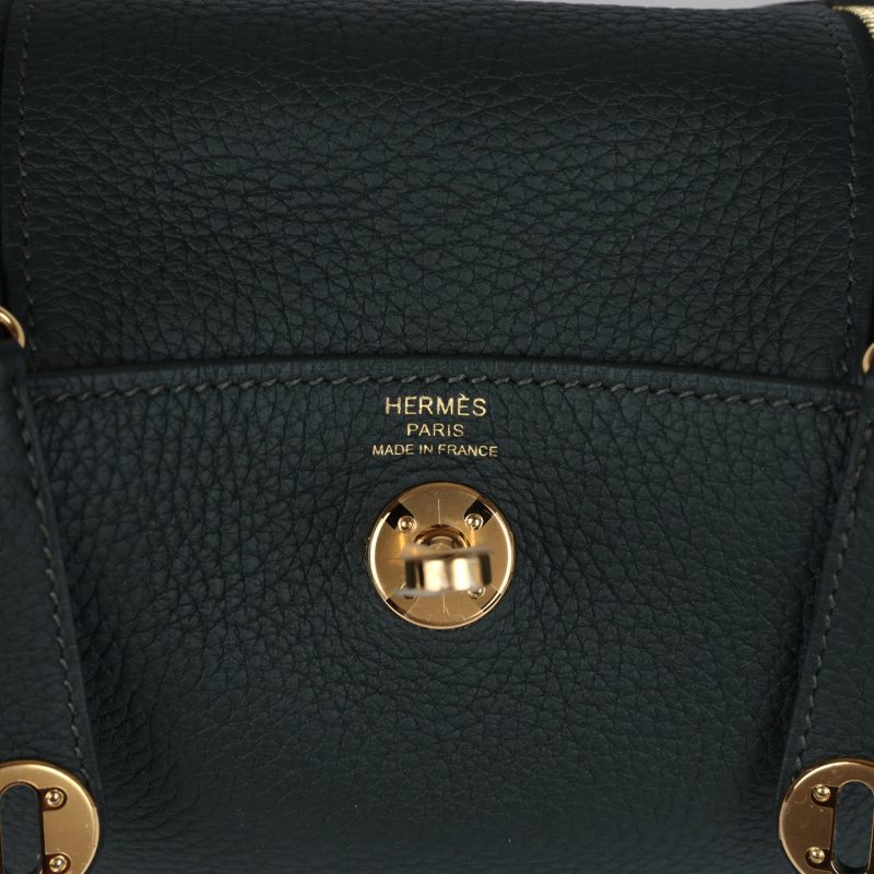 Hermes Mini Lindy Vert Fonce Clemence Gold Hardware - Image 7