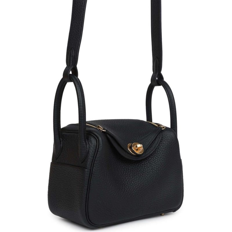 Hermes Mini Lindy Black Clemence Gold Hardware - Image 2