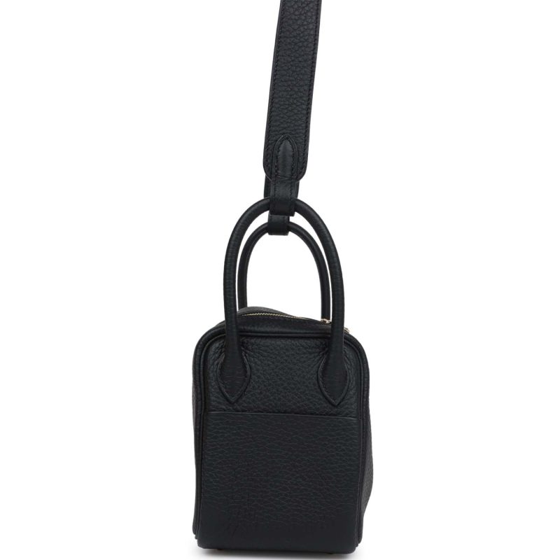 Hermes Mini Lindy Black Clemence Gold Hardware - Image 3