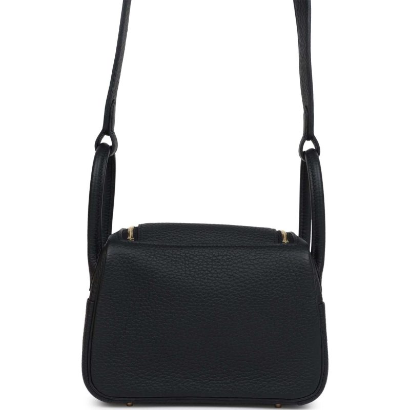 Hermes Mini Lindy Black Clemence Gold Hardware - Image 4