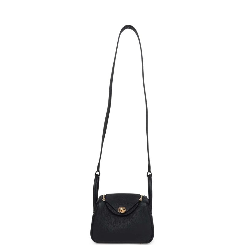 Hermes Mini Lindy Black Clemence Gold Hardware - Image 6