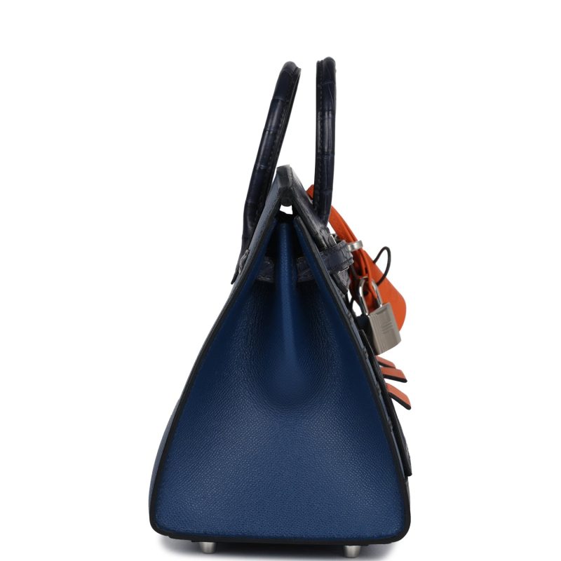 Hermes Night Sac Faubourg Birkin 20 Bleu Marine Matte Alligator Palladium Hardware - Image 3