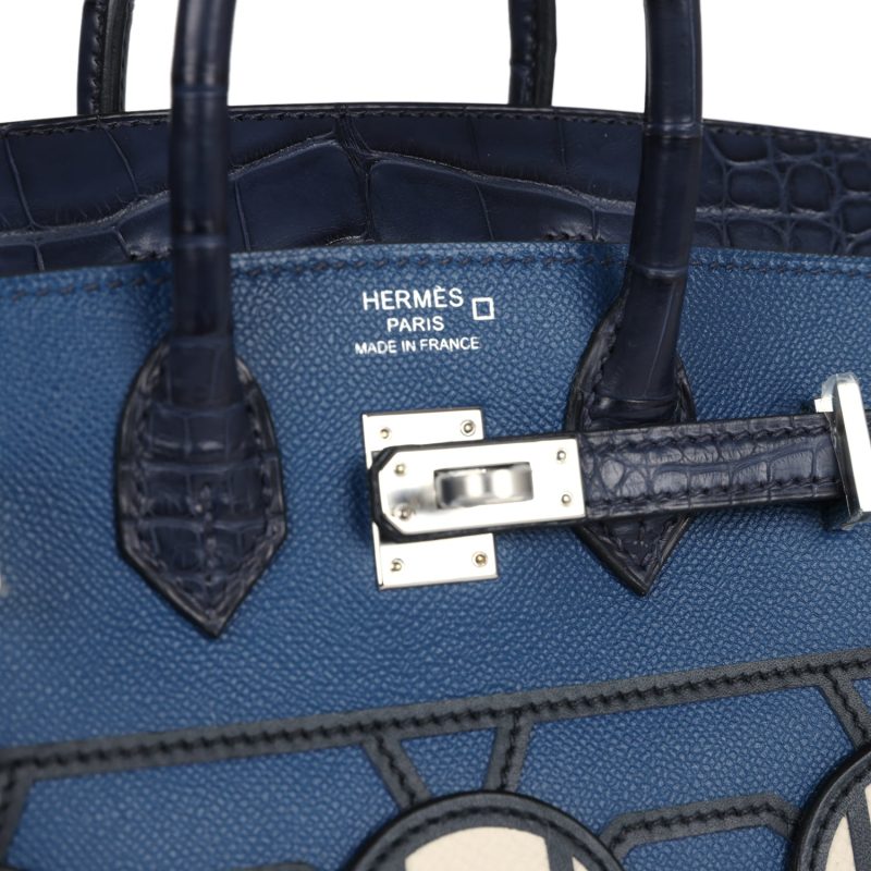 Hermes Night Sac Faubourg Birkin 20 Bleu Marine Matte Alligator Palladium Hardware - Image 7