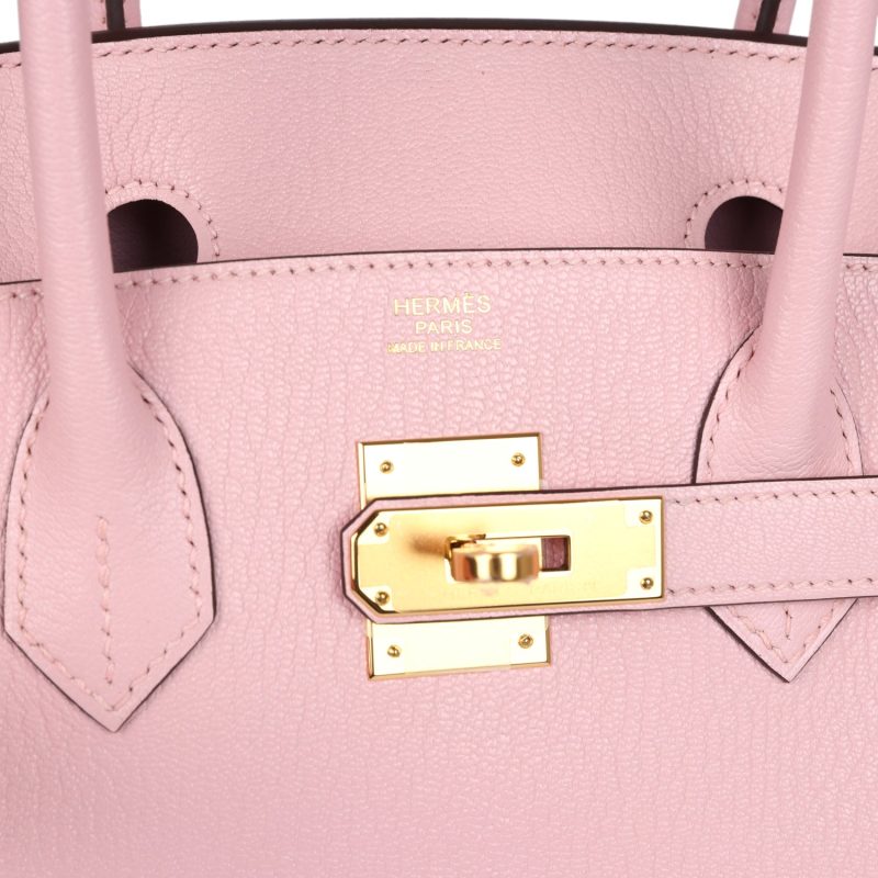 Hermes Birkin 30 Rose Sakura Chevre Mysore Gold Hardware - Image 6