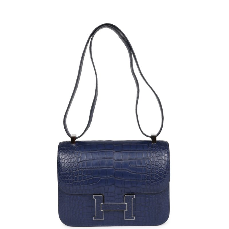 Hermes Constance 1-24 Bleu Saphir Matte Alligator Marquette Palladium Hardware - Image 6