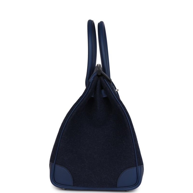 Hermes Birkin 35 Bleu Nuit Feutre Wool and Bleu De Malte Swift Palladium Hardware - Image 3