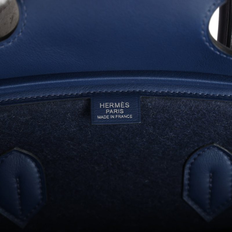 Hermes Birkin 35 Bleu Nuit Feutre Wool and Bleu De Malte Swift Palladium Hardware - Image 6