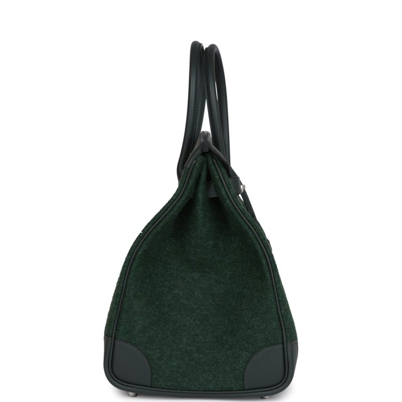 Hermes Birkin 35 Vert Anglais Feutre Wool and Vert Fonce Feutre Swift Palladium Hardware - Image 3