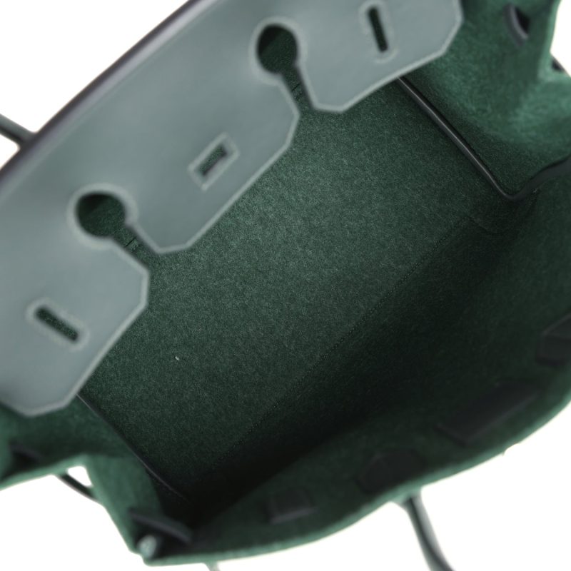 Hermes Birkin 35 Vert Anglais Feutre Wool and Vert Fonce Feutre Swift Palladium Hardware - Image 7