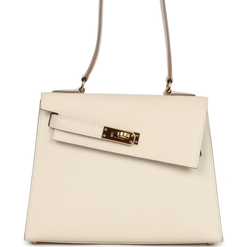 Hermes Kelly Sellier en Desordre 20 Craie Epsom Gold Hardware - Image 3