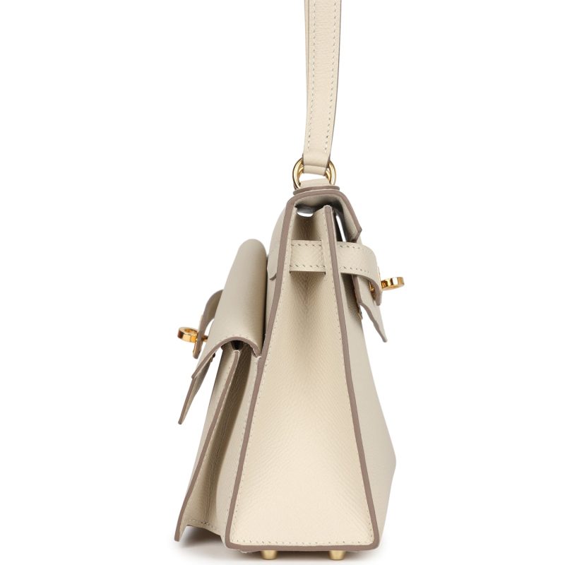 Hermes Kelly Sellier en Desordre 20 Craie Epsom Gold Hardware - Image 4