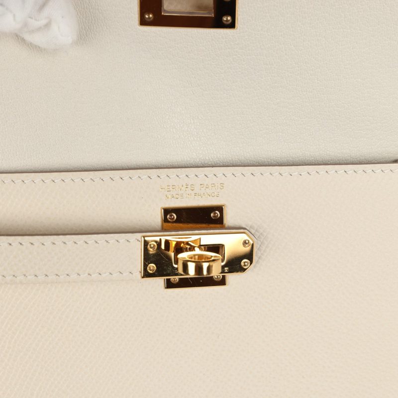 Hermes Kelly Sellier en Desordre 20 Craie Epsom Gold Hardware - Image 6