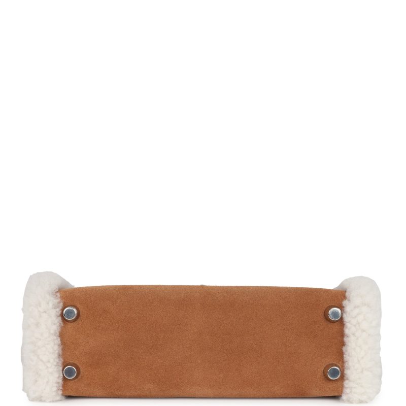 Hermes Teddy Kelly 20 Chamois Shearling and Swift Palladium Hardware - Image 5