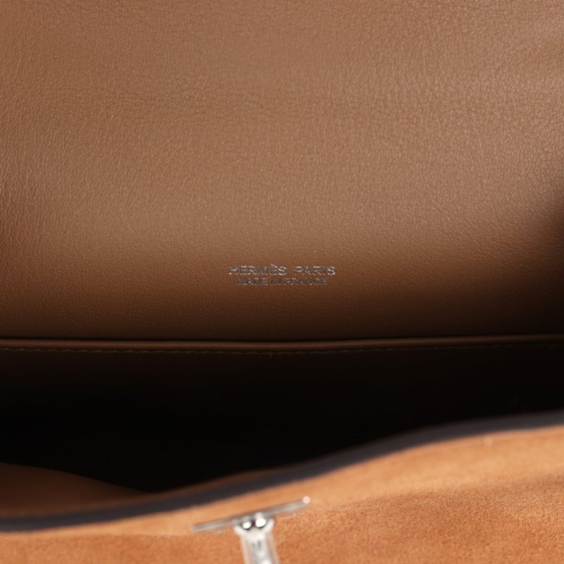 Hermes Teddy Kelly 20 Chamois Shearling and Swift Palladium Hardware - Image 6