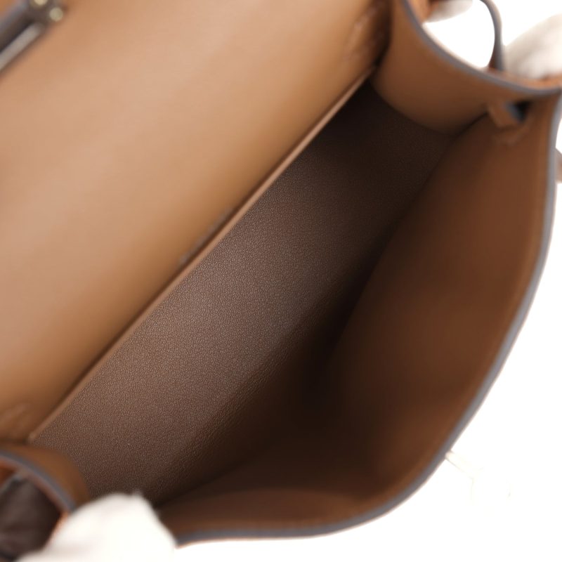 Hermes Teddy Kelly 20 Chamois Shearling and Swift Palladium Hardware - Image 7