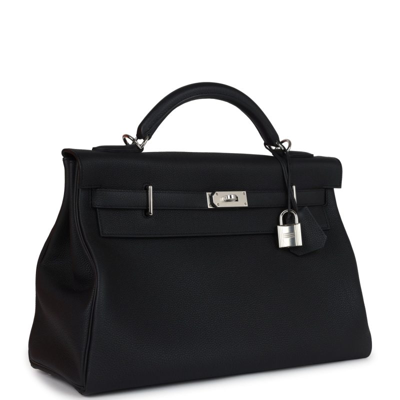 Hermes Kelly 42 Maxi Black Togo Palladium Hardware - Image 2