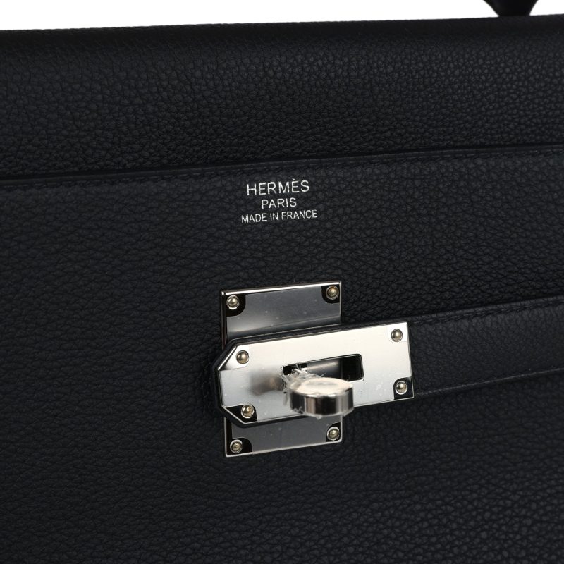 Hermes Kelly 42 Maxi Black Togo Palladium Hardware - Image 7