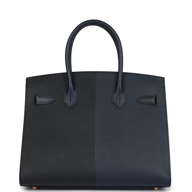 Hermes Casaque Birkin Sellier 30 Black, Bleu Indigo and Bleu Zanzibar Epsom Gold Hardware - Image 4