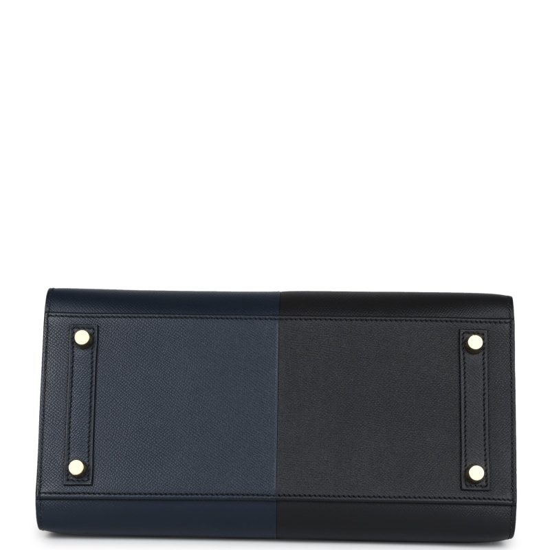 Hermes Casaque Birkin Sellier 30 Black, Bleu Indigo and Bleu Zanzibar Epsom Gold Hardware - Image 5