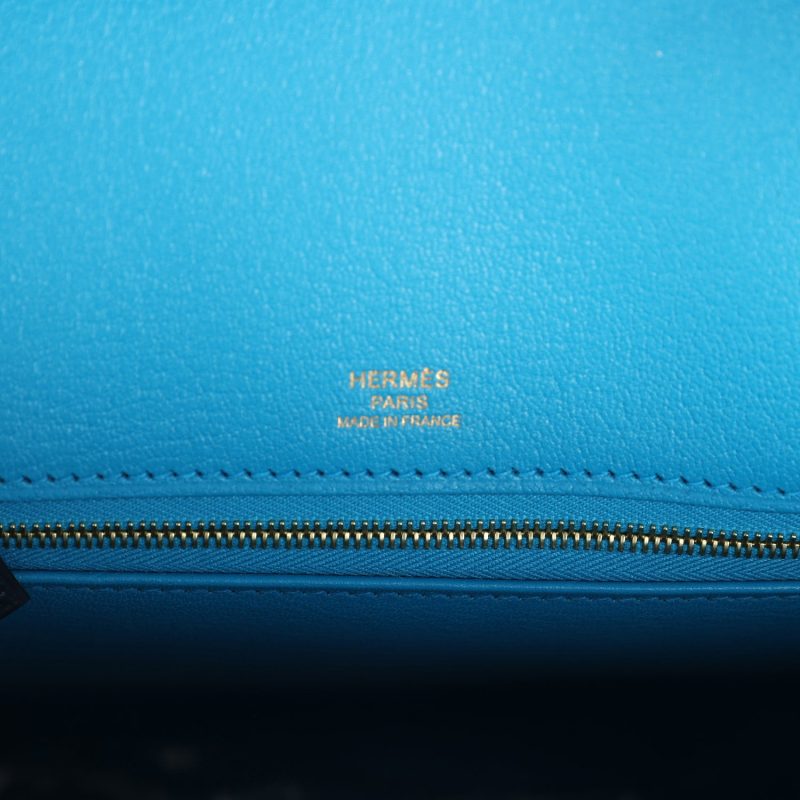 Hermes Casaque Birkin Sellier 30 Black, Bleu Indigo and Bleu Zanzibar Epsom Gold Hardware - Image 6
