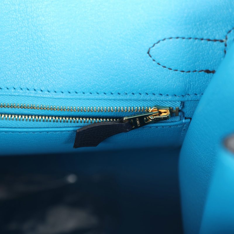 Hermes Casaque Birkin Sellier 30 Black, Bleu Indigo and Bleu Zanzibar Epsom Gold Hardware - Image 7