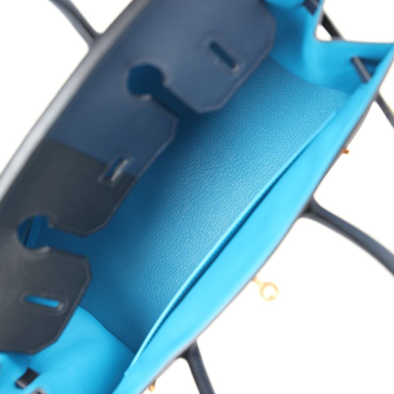 Hermes Casaque Birkin Sellier 30 Black, Bleu Indigo and Bleu Zanzibar Epsom Gold Hardware - Image 8