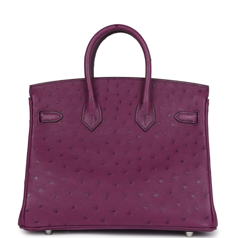 Hermes Birkin 25 Anemone Ostrich Palladium Hardware - Image 4