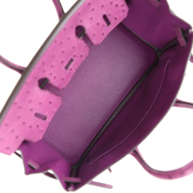 Hermes Birkin 25 Anemone Ostrich Palladium Hardware - Image 7
