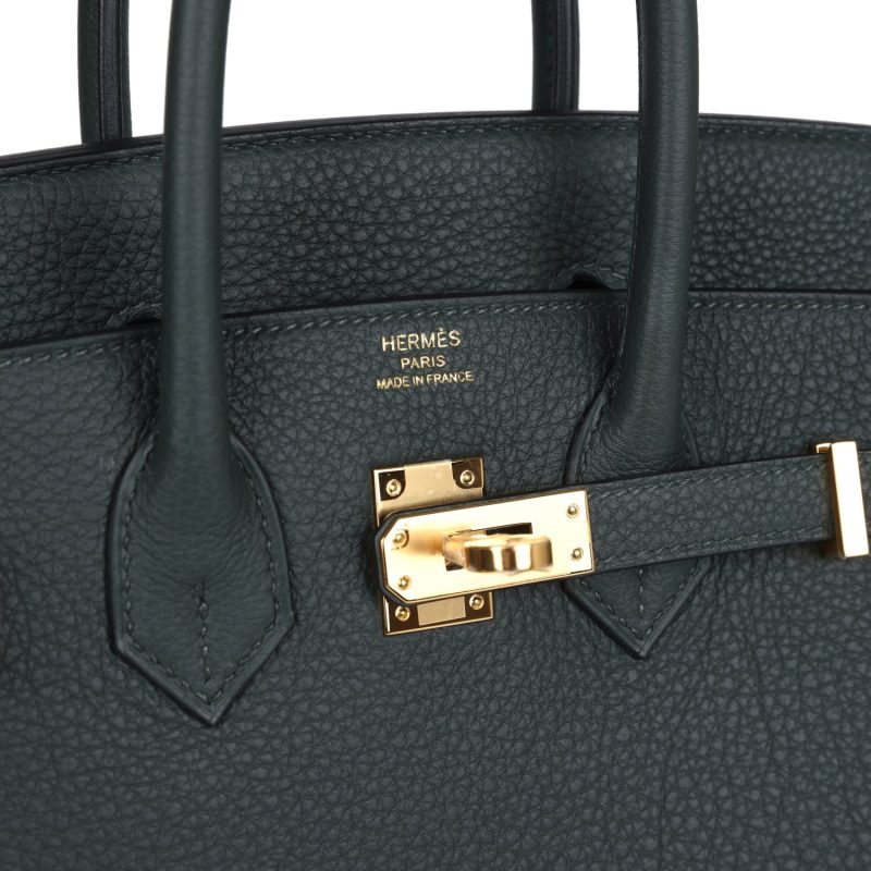 Hermes Birkin 25 Vert Fonce Togo Gold Hardware - Image 6